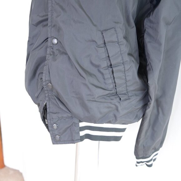 Vintage 90s Nylon Black Varsity Bomber Jacket Sz L - Picture 6 of 7